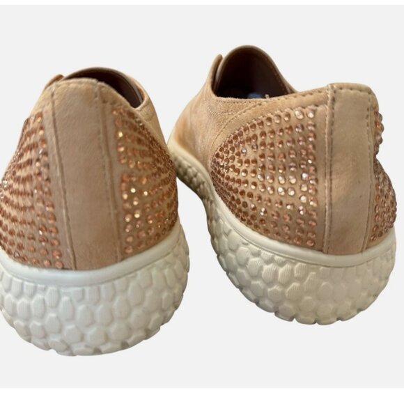 L'Amour Des Pieds Leather Zarrial Bedazzled Rose Gold Slip On Sneakers 8M - Picture 6 of 9